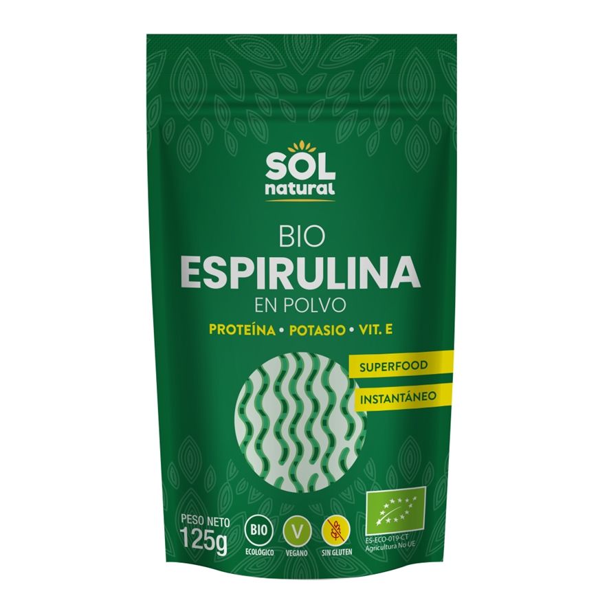 Spirulina Powder Gluten Free Bio Vegan 125g Solnatural 