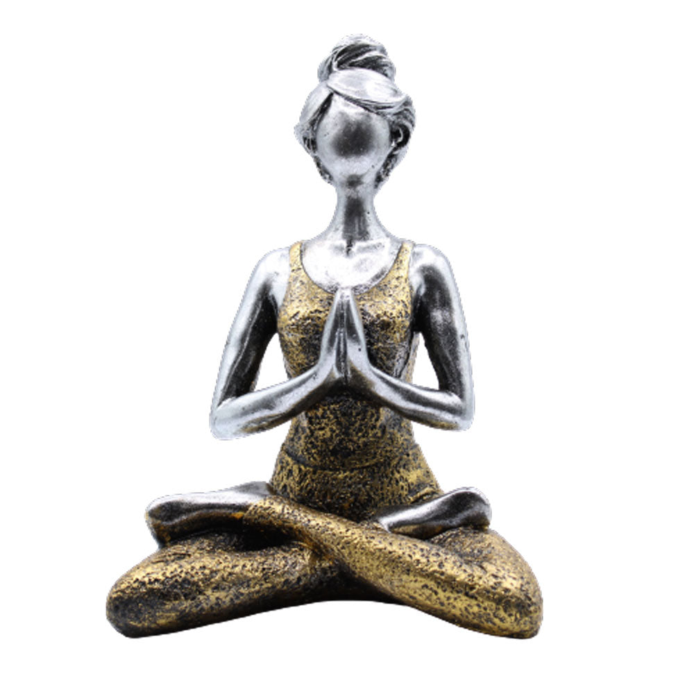 Yoga-Lady-Figur – Silber und Gold, 24 cm