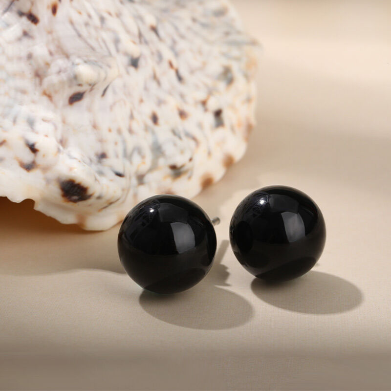 BLACK ONYX steel earrings 