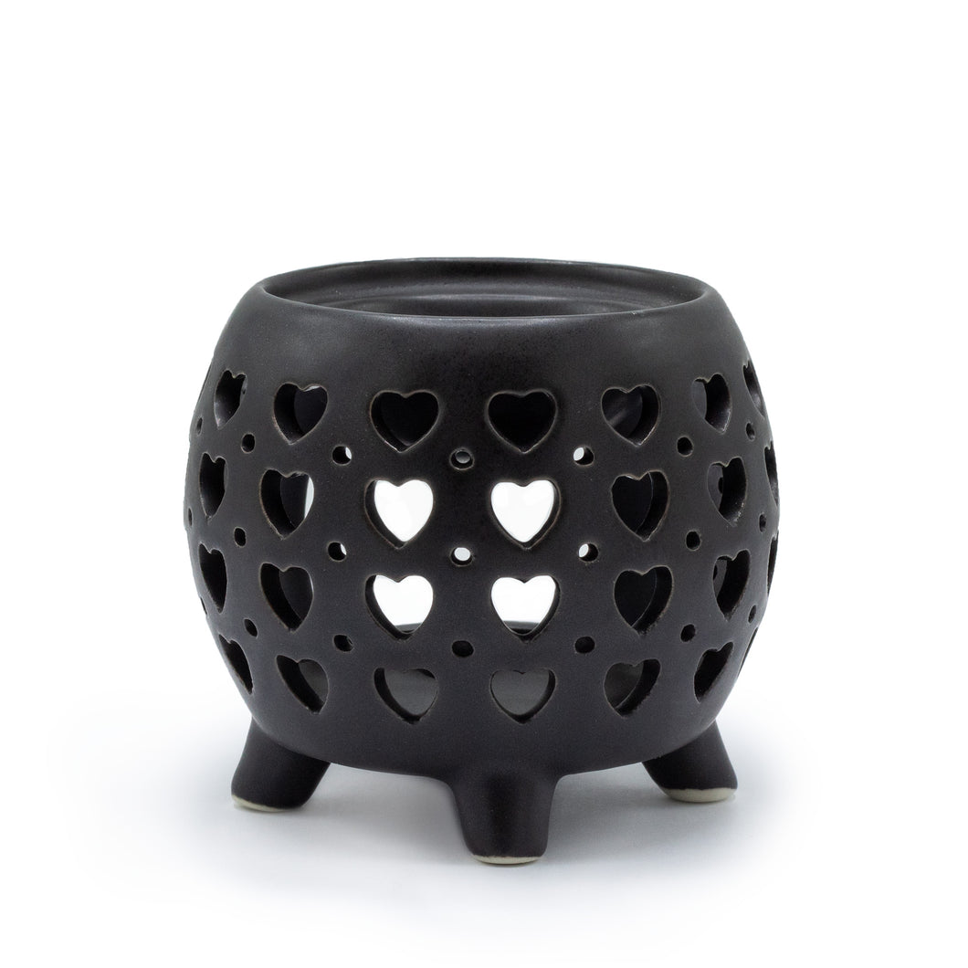 Quemador de Aceite - Maceta Multi Corazones - Negro mate