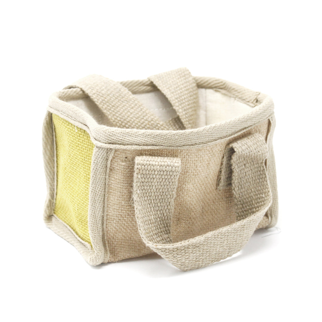 Small YELLOW JUTE basket