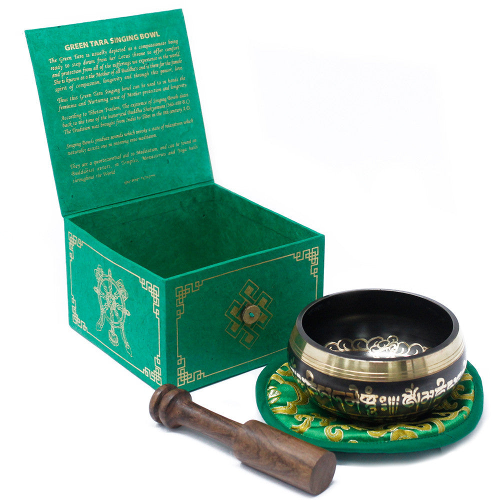 Tibetan Bowl Set Tara GREEN 10 cm