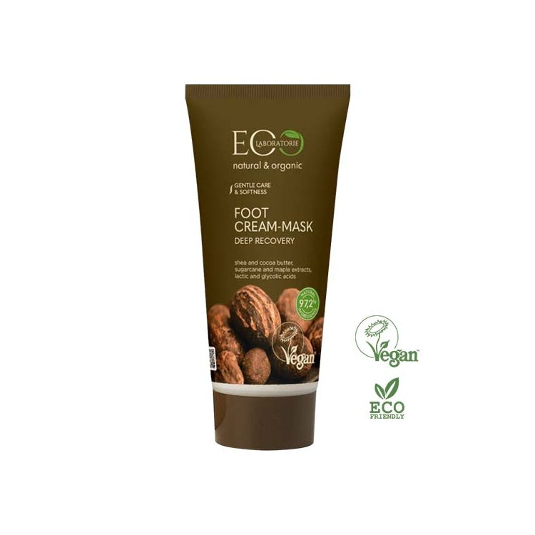 Foot mask for cracked skin with shea, cocoa and sugar cane